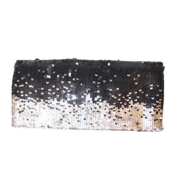 Vintage Vanessa Womens Black Silver Sequin Evening Bag Purse Chain Strap - Picture 6 of 7